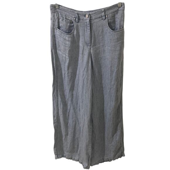 TWP Hemp Wide Leg High Waist Women's Tiny Dancer Light Blue Denim Jeans, 6 - Picture 2 of 9